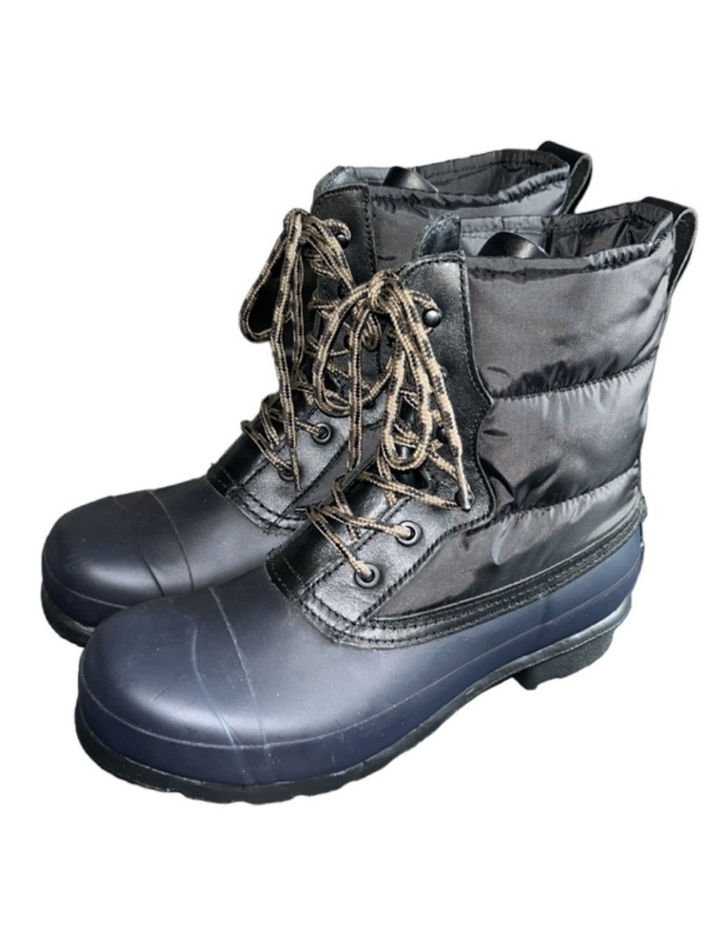 HUNTER Original Women's Short Quilted Puffer Lace-Up Boot in Navy Blue Size 7
